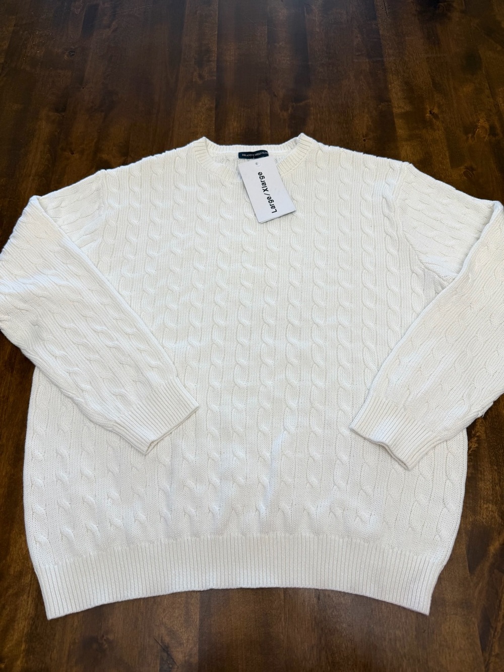 Brandy Melville Women’s Cream Chunky Cable Knit Crewneck Sweater L/XL NWT